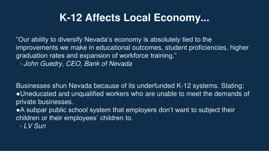 k 12 affects local economy