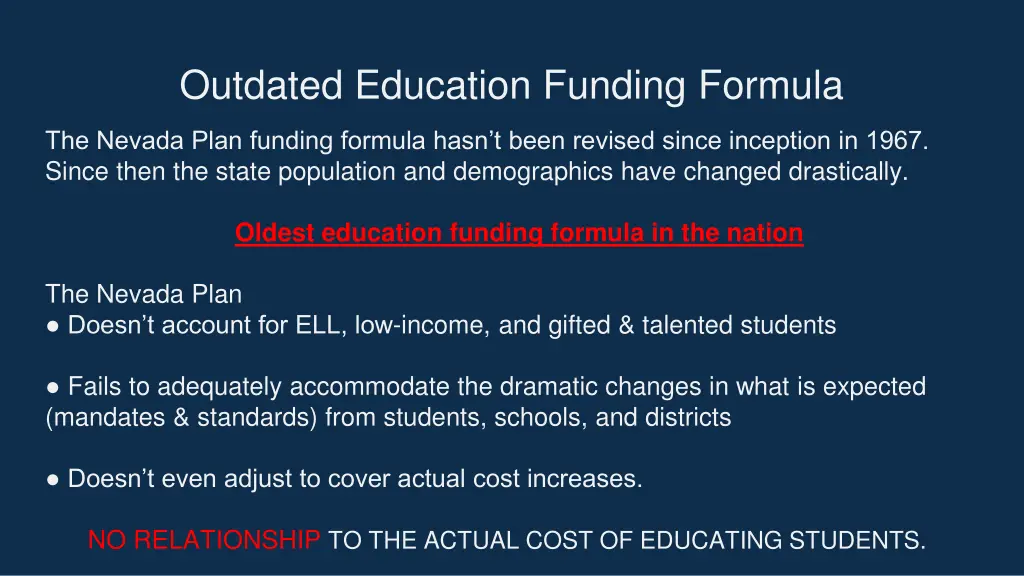 outdated education funding formula