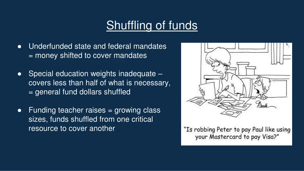 shuffling of funds