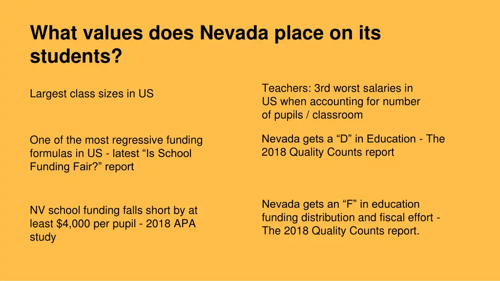 what values does nevada place on its students