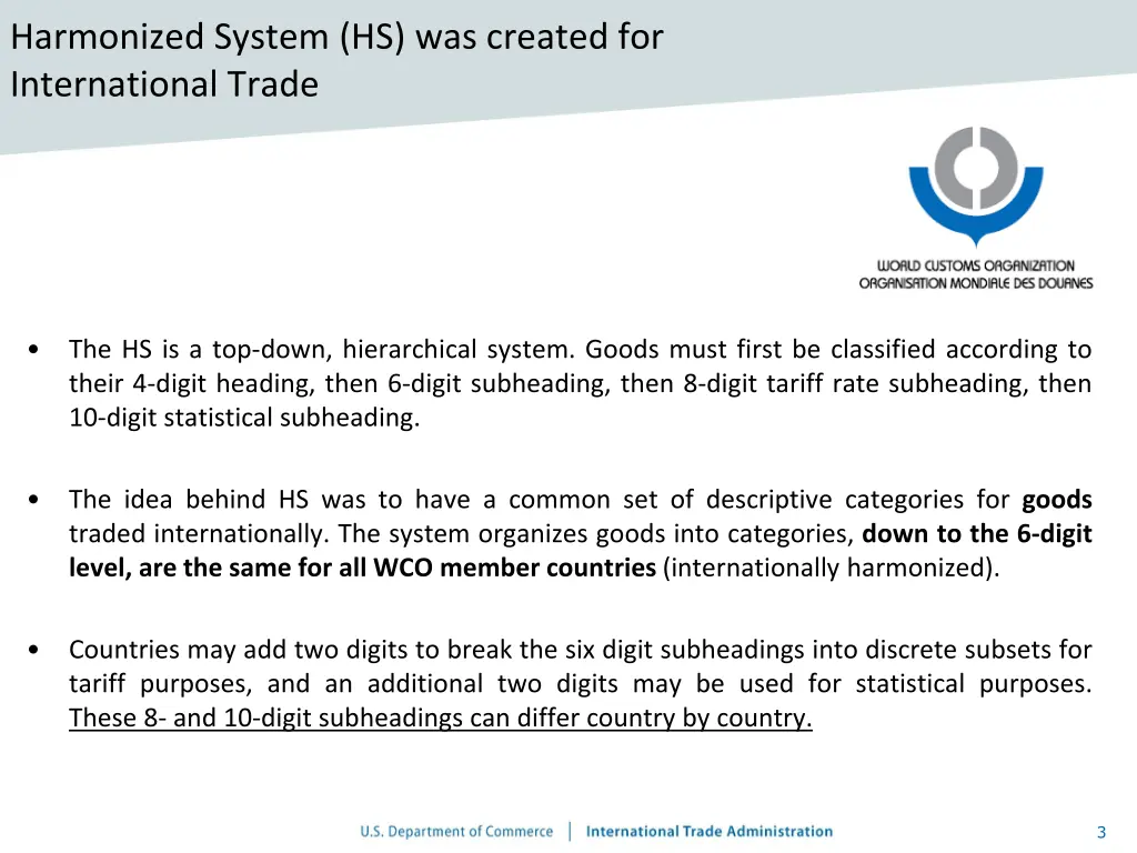 harmonized system hs was created