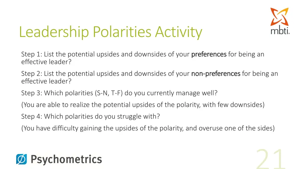 leadership polarities activity