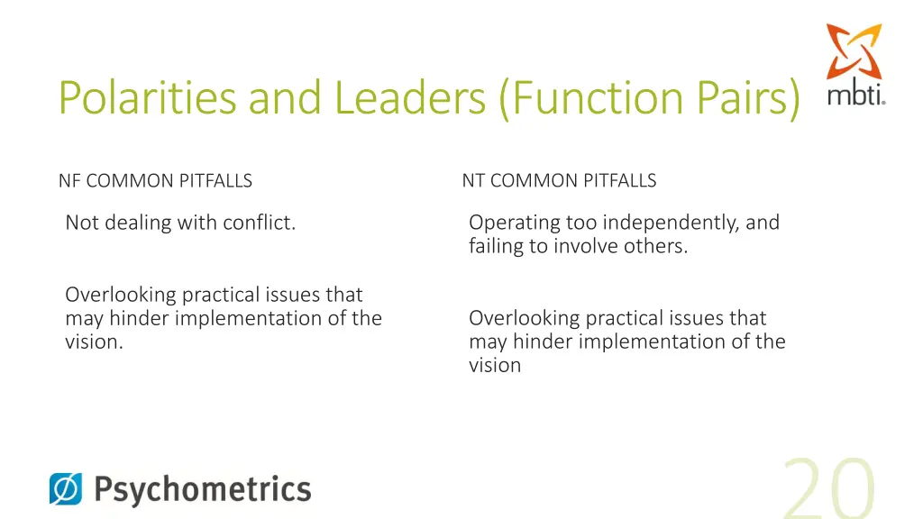 polarities and leaders function pairs 1