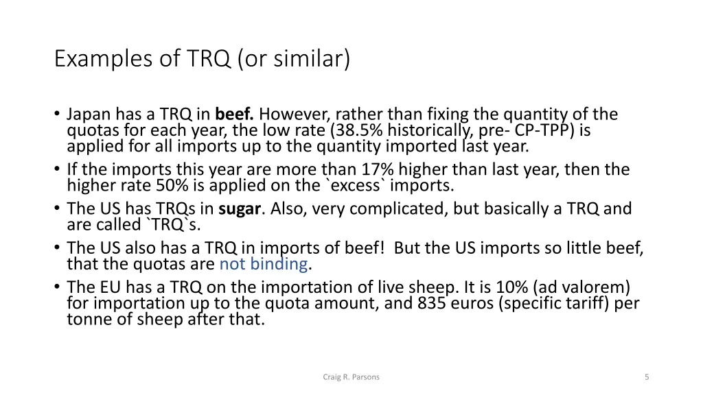 examples of trq or similar