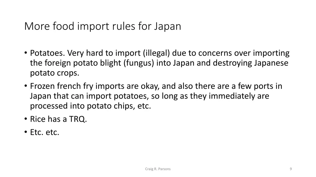 more food import rules for japan