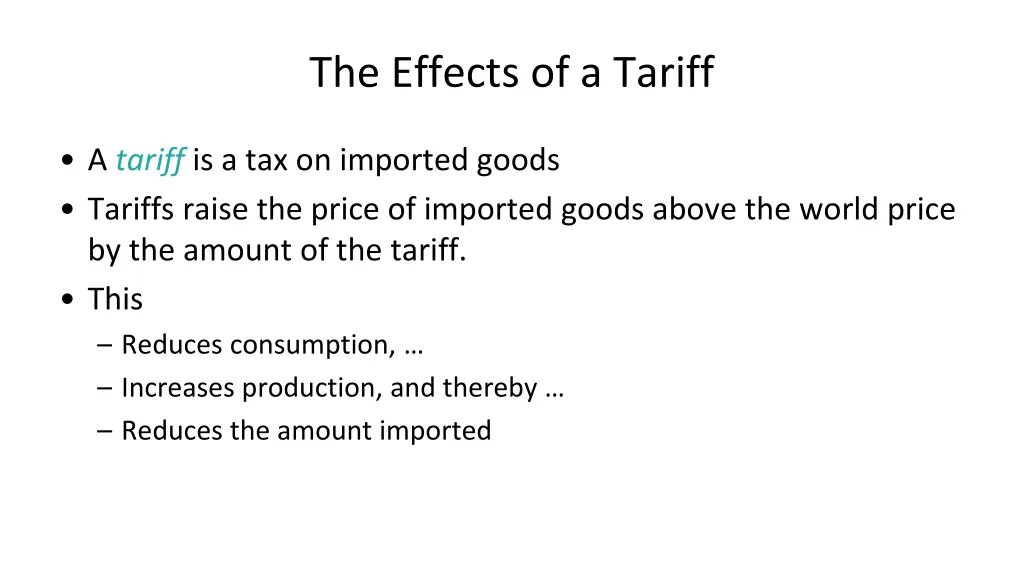 the effects of a tariff