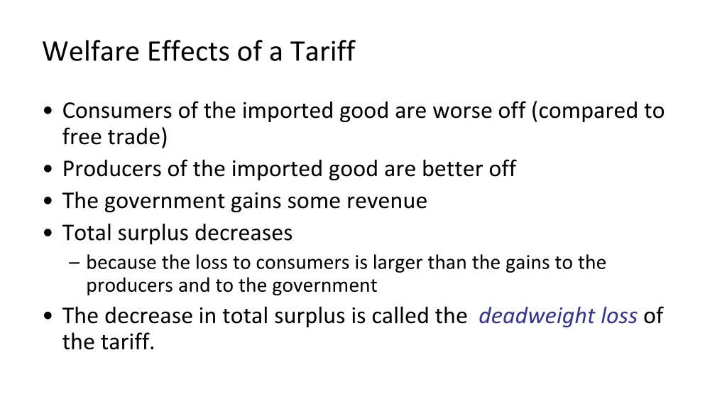 welfare effects of a tariff