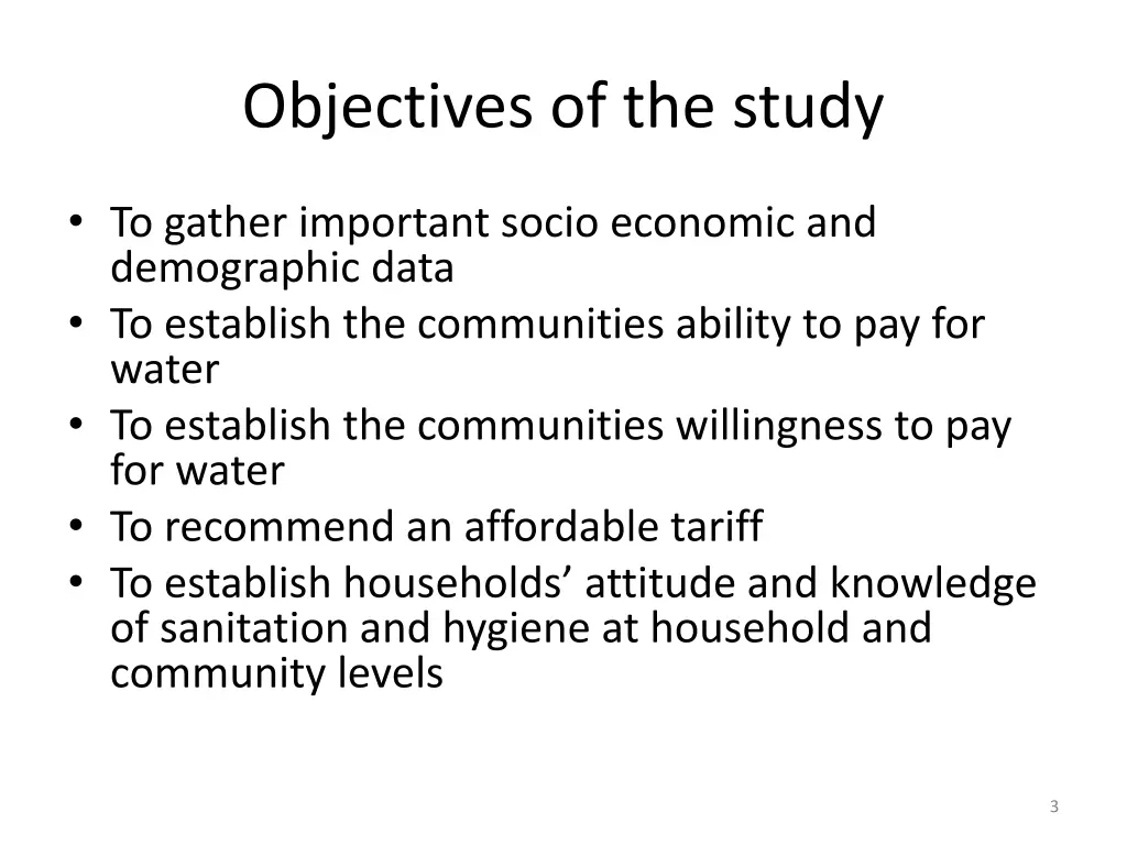 objectives of the study