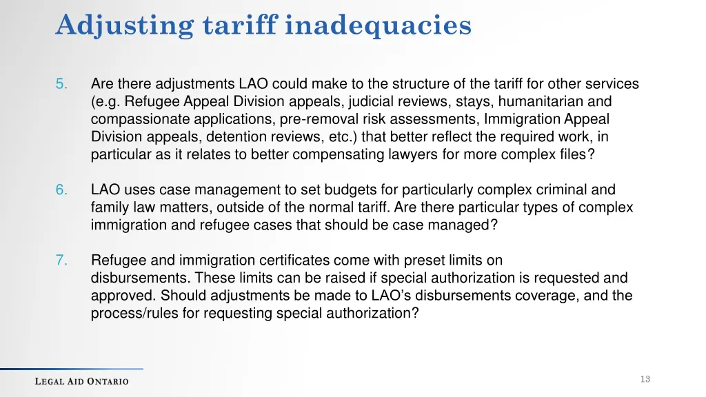 adjusting tariff inadequacies 1