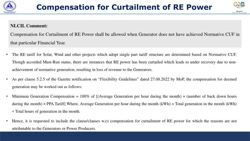 compensation for curtailment of re power