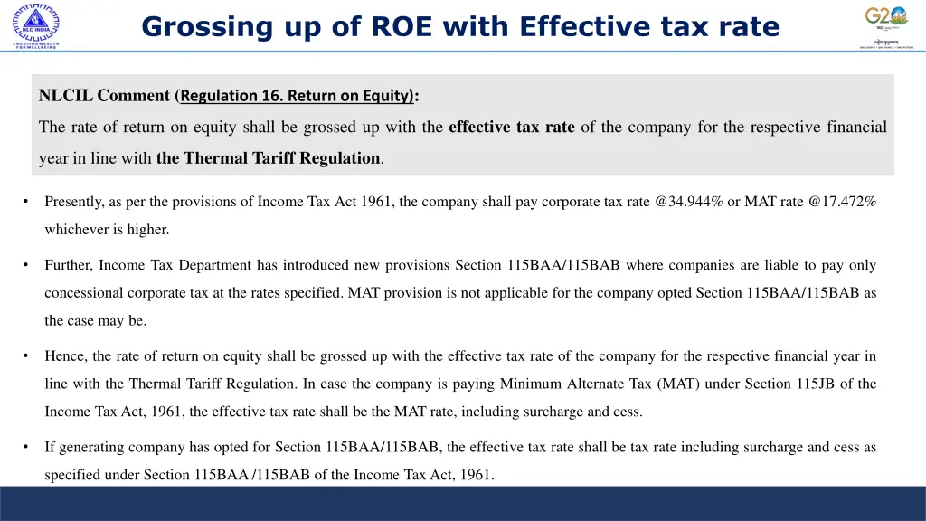 grossing up of roe with effective tax rate