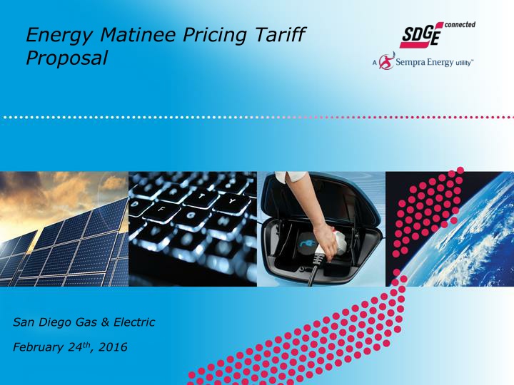 energy matinee pricing tariff proposal