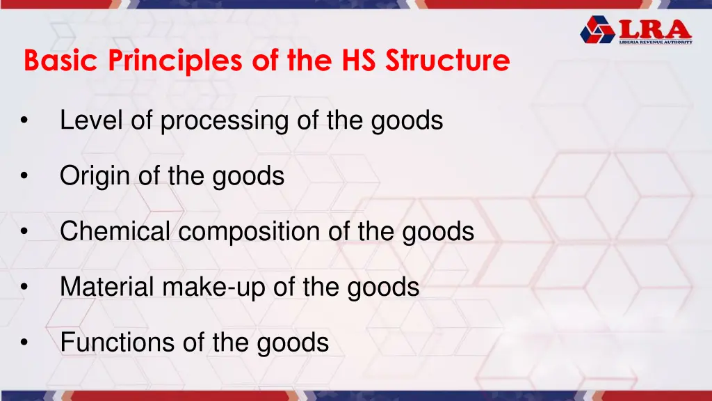 basic principles of the hs structure