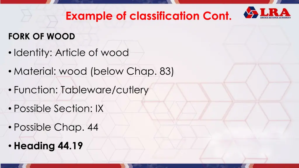 example of classification cont