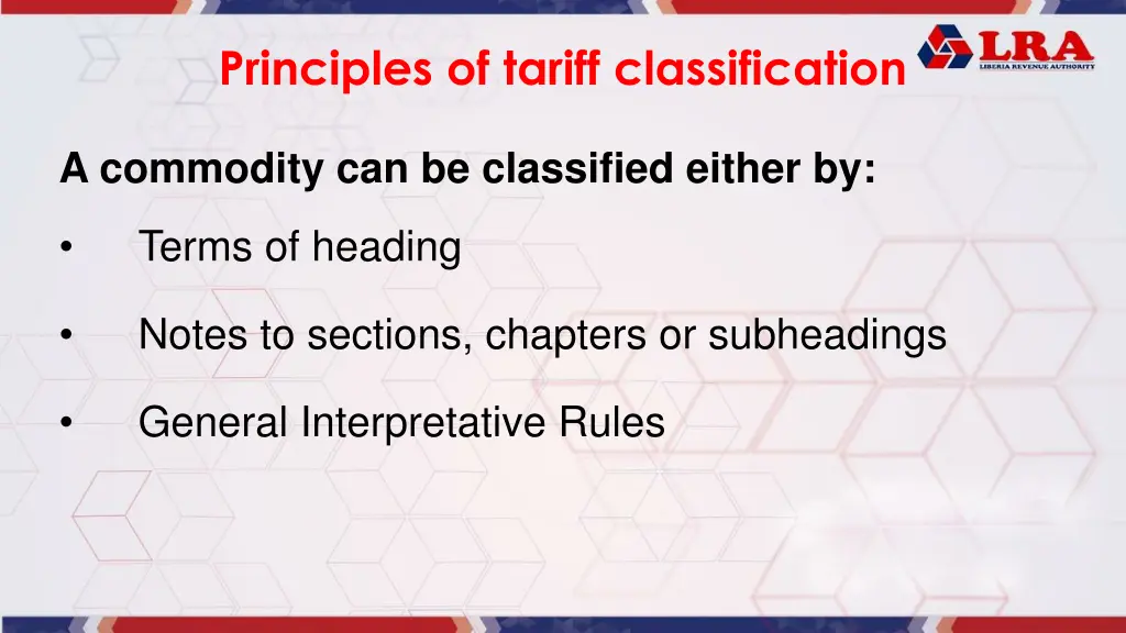 principles of tariff classification