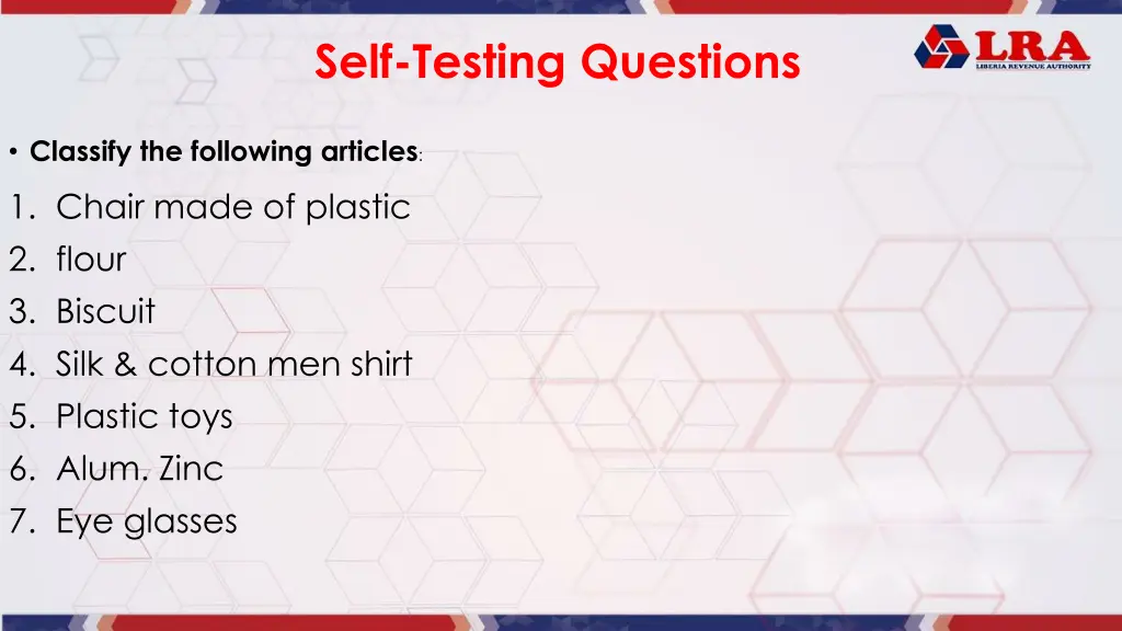 self testing questions 1