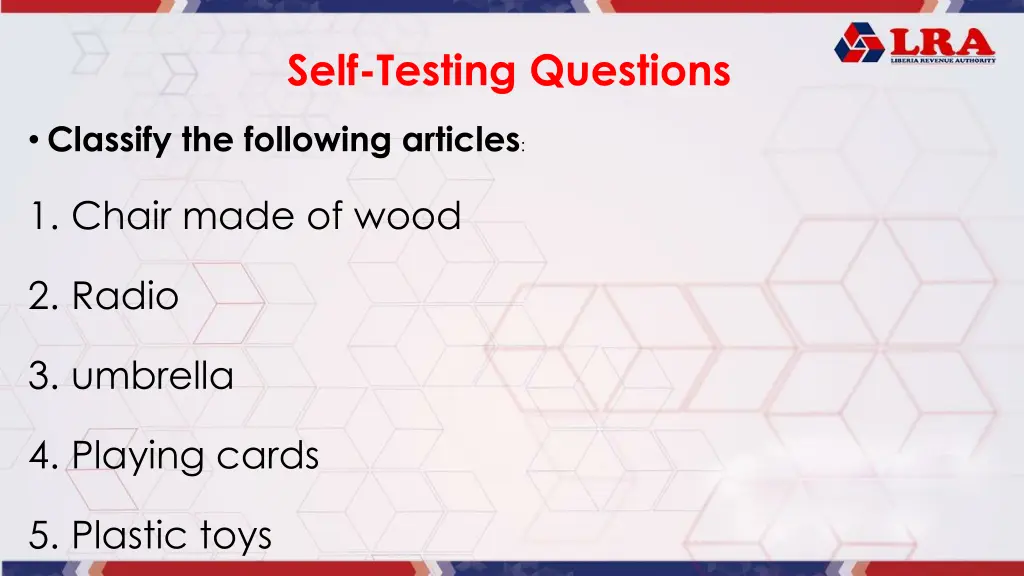 self testing questions