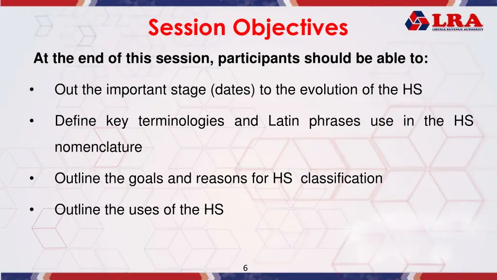 session objectives