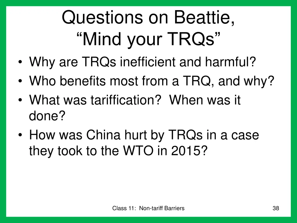 questions on beattie mind your trqs why are trqs