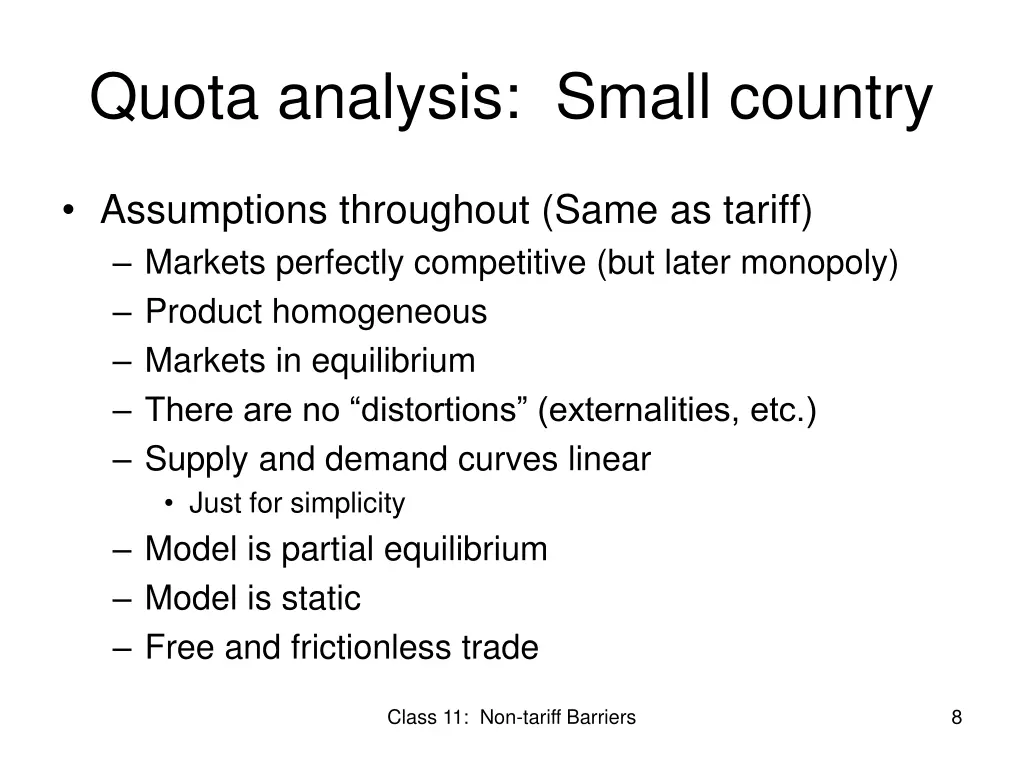 quota analysis small country