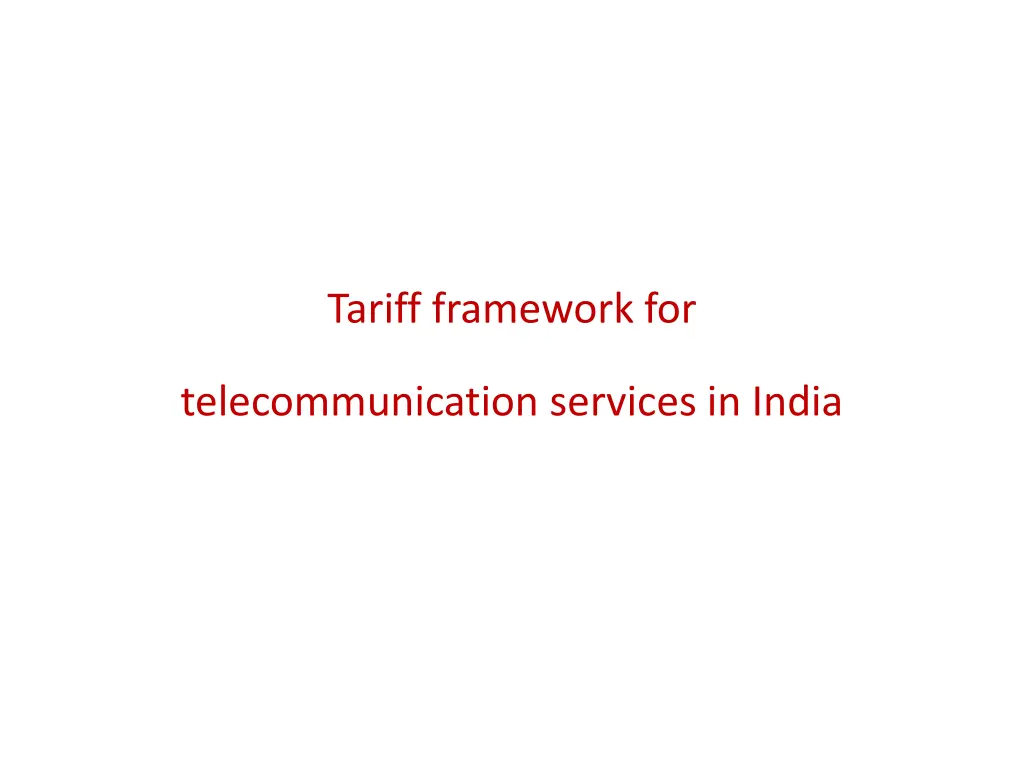 tariff framework for