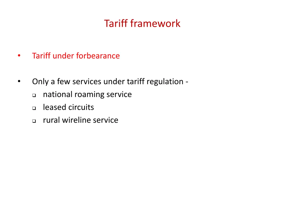 tariff framework