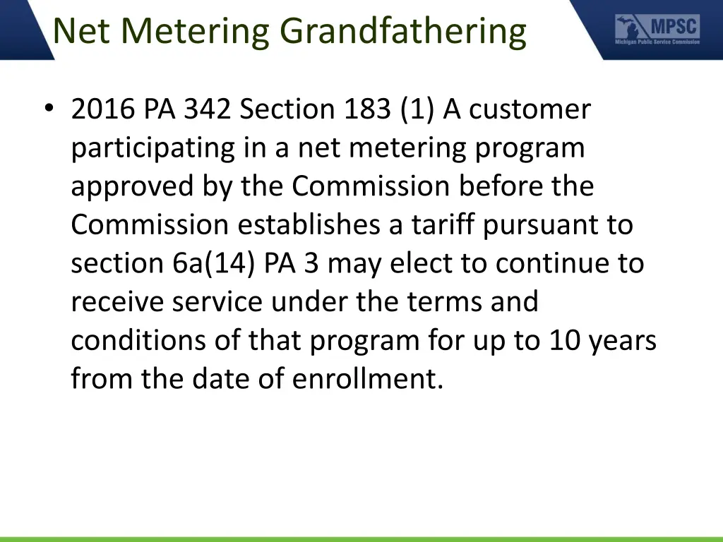 net metering grandfathering