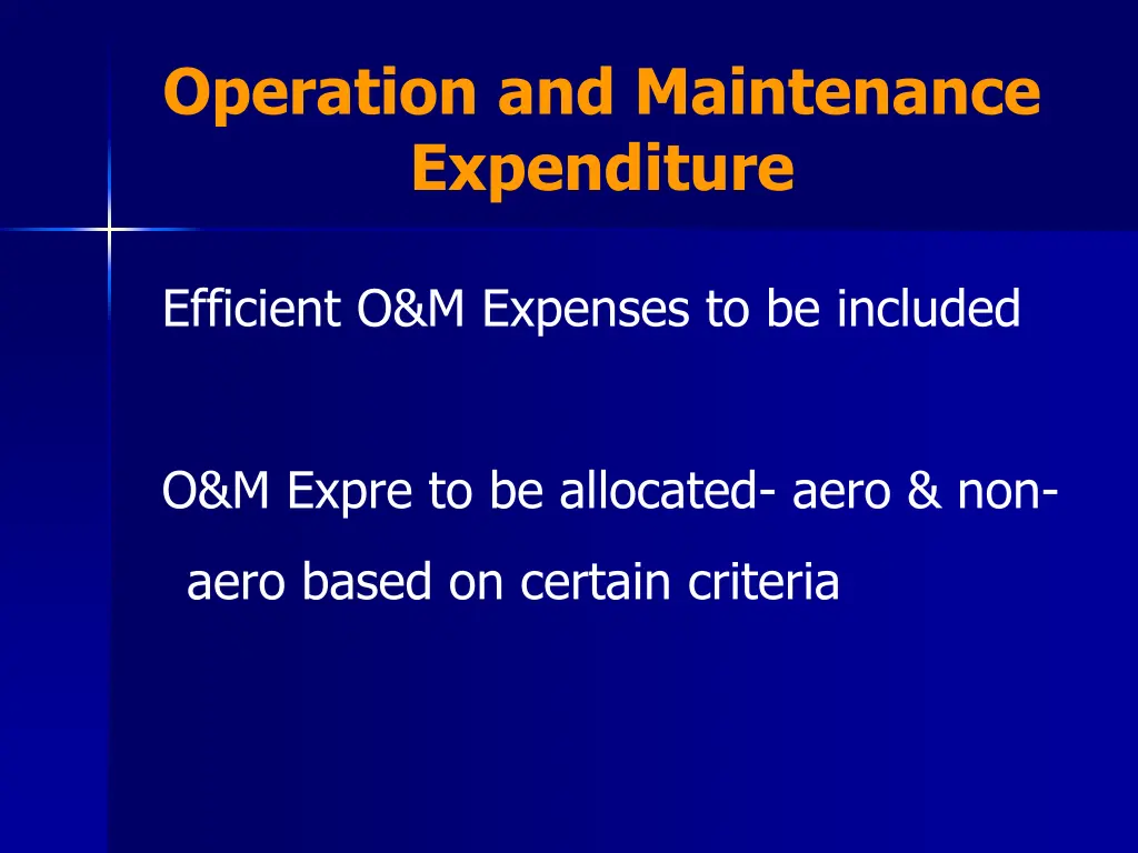 operation and maintenance expenditure