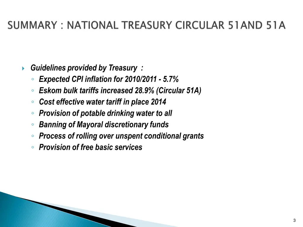 guidelines provided by treasury expected