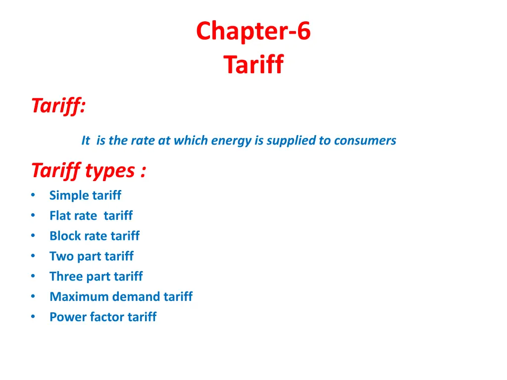 chapter 6 tariff