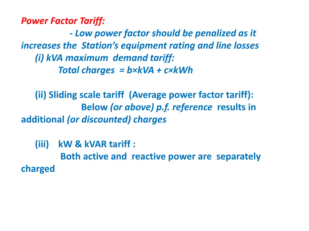 power factor tariff low power factor should