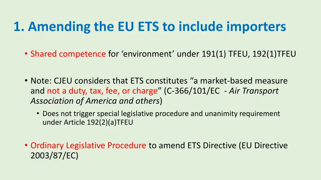 1 amending the eu ets to include importers