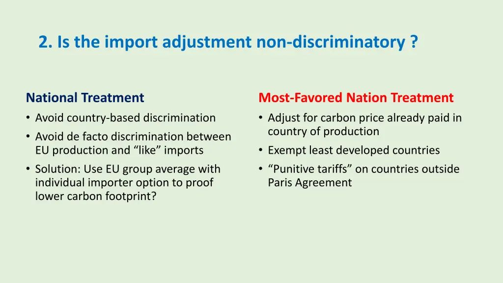 2 is the import adjustment non discriminatory