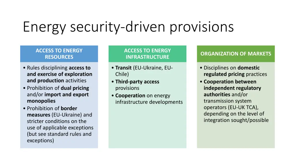 energy security driven provisions