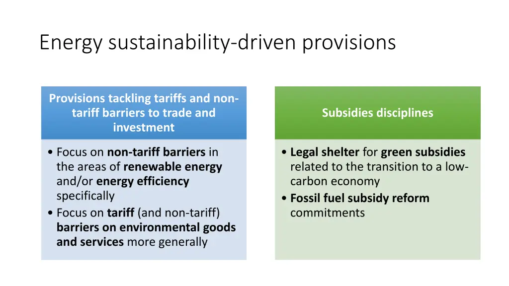 energy sustainability driven provisions