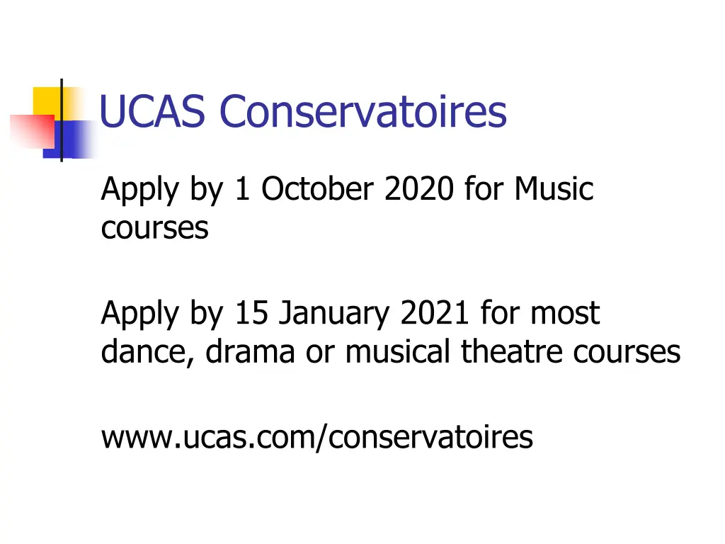 ucas conservatoires