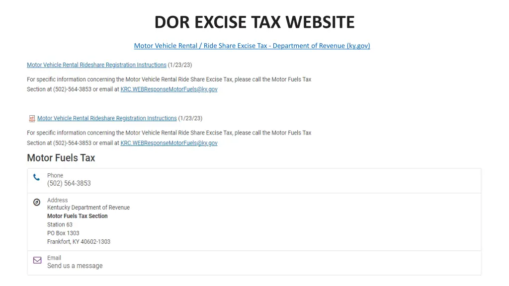 dor excise tax website 1