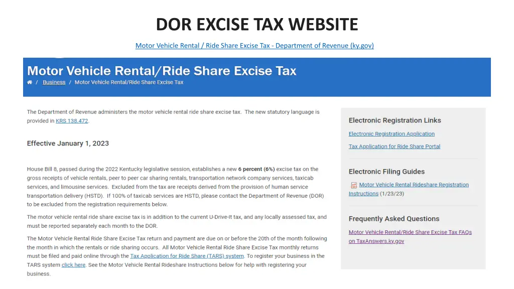 dor excise tax website