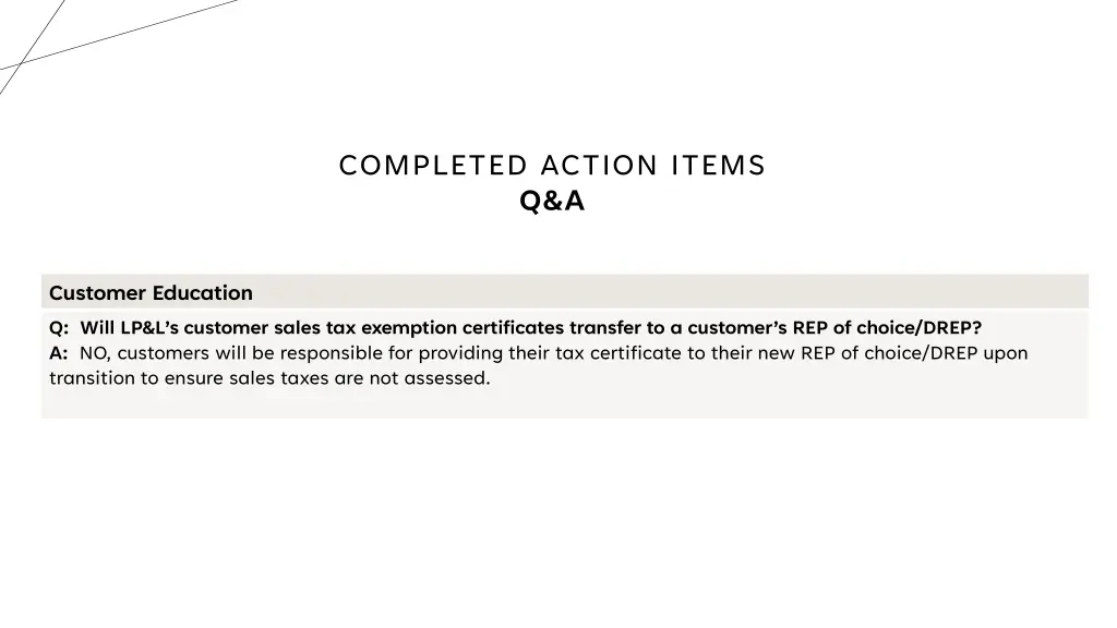 completed action items q a