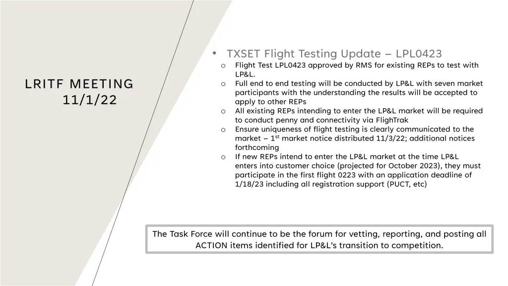 txset flight testing update lpl0423 o flight test