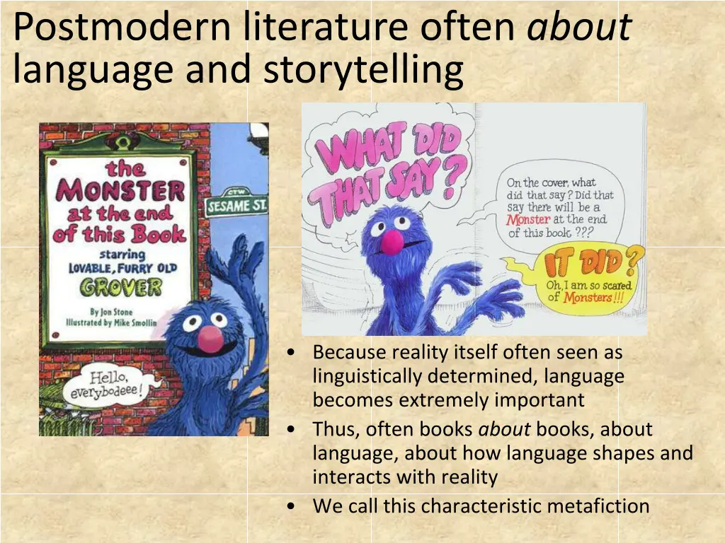 postmodern literature often about language