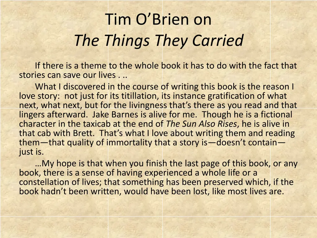 tim o brien on the things they carried