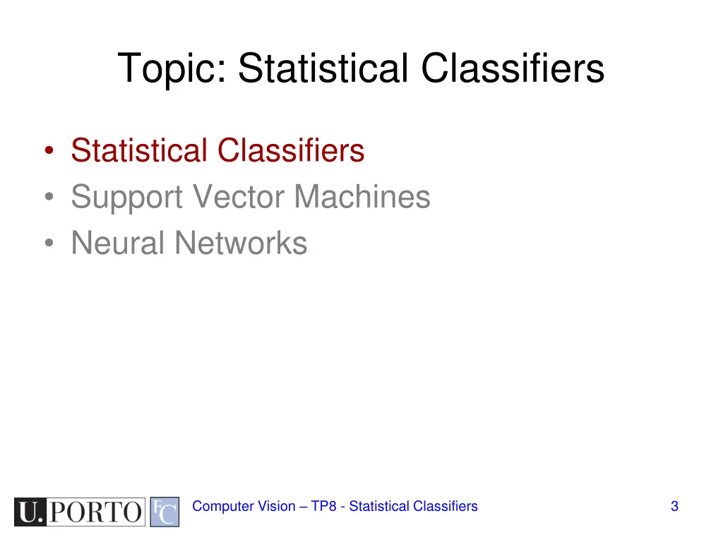 topic statistical classifiers