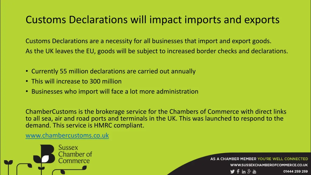 customs declarations will impact imports