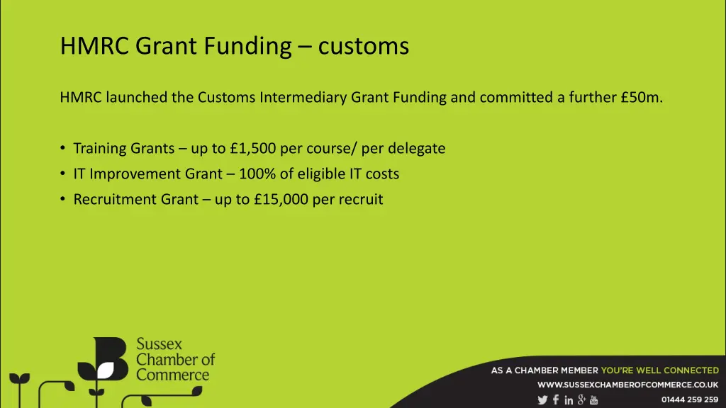 hmrc grant funding customs