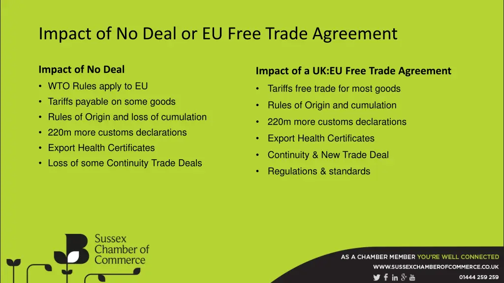 impact of no deal or eu free trade agreement