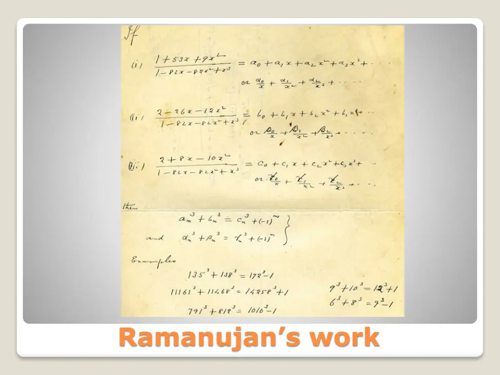 ramanujan s work