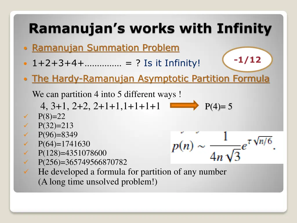 ramanujan s works with infinity