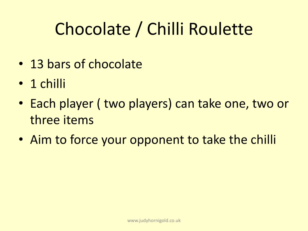 chocolate chilli roulette 1