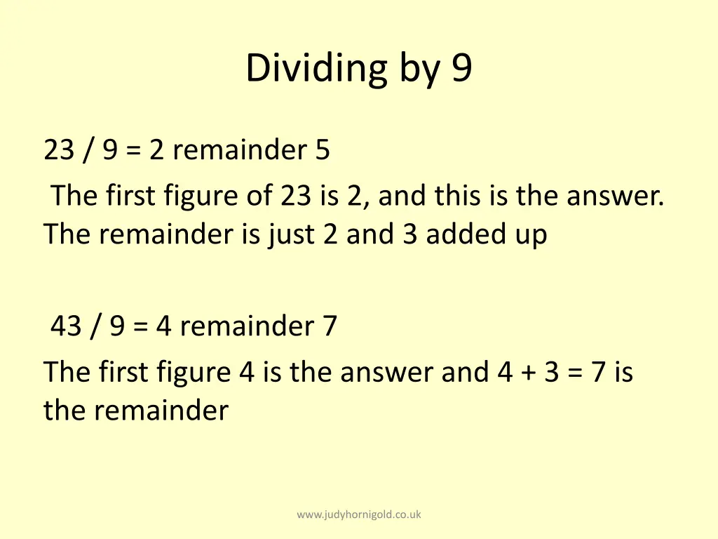 dividing by 9